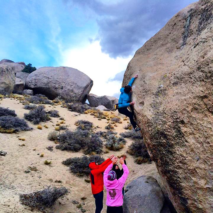 Georgie climbing in Bishop California