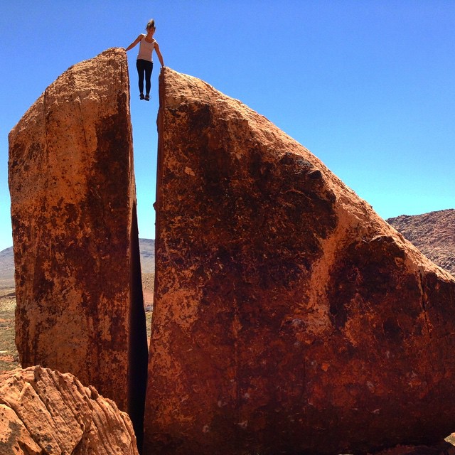 Georgie Abel climbing in Red Rock, Nevada