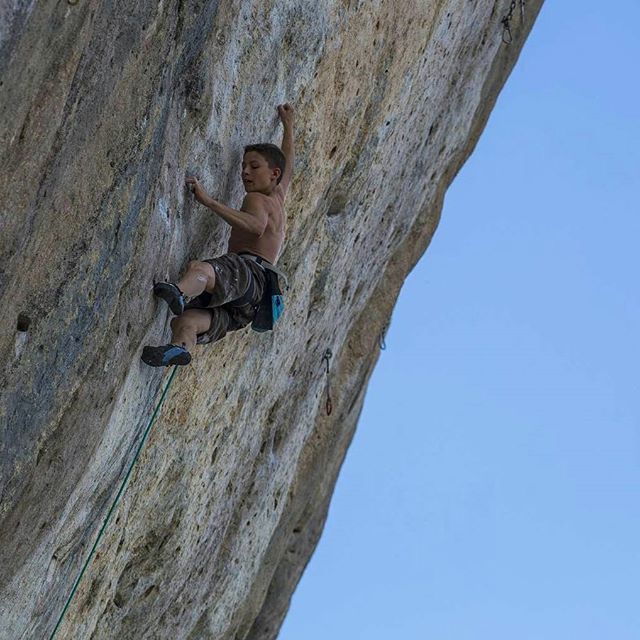 Drew Ruana climbing Mr. Hyde 5.14c