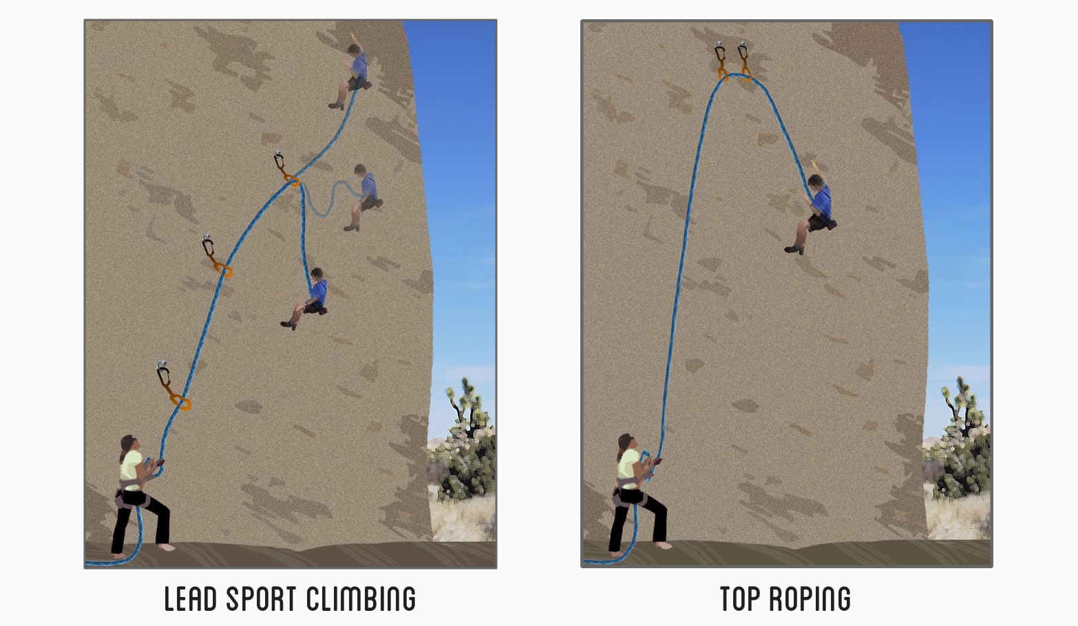 lead climbing vs top rope rock climbing