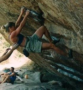Amy climbing in Hueco