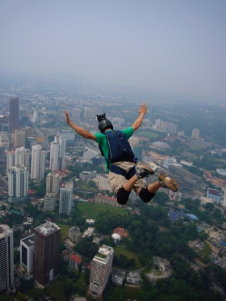 BASE jumping in Kuala Lumpur