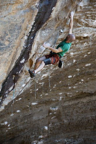 Kris Hampton climbing Transworld Depravity