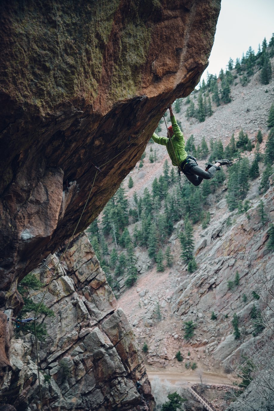 Corey Flynn trad climbing in El Dorado Canyon, Colorado.