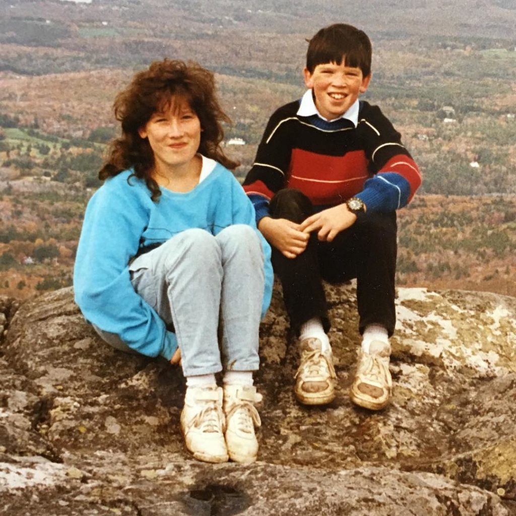 Young Adrian with his sister on Mt Monadnock in New Hampshire.