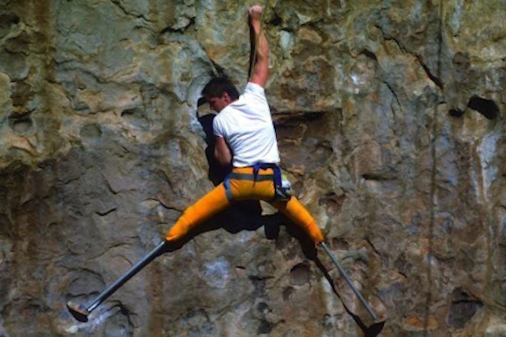 Paraclimber Hugh Herr rock climbing