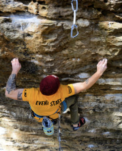 Justin Miniard climbing with Posiwire Quickdraws