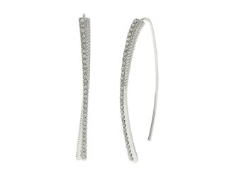 LAUREN Ralph Lauren Twisted Rope Pave Threader Earrings (Silver/Crystal) Earring