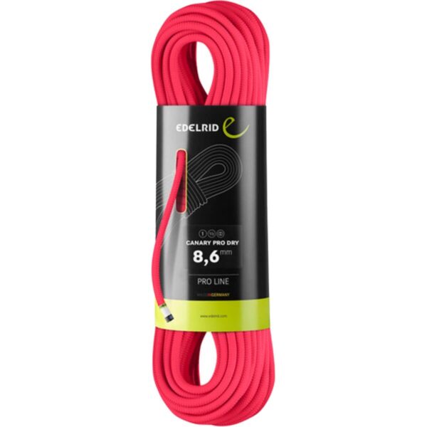 Edelrid Canary Pro Dry Climbing Rope - 8.6mm Pink, 60m