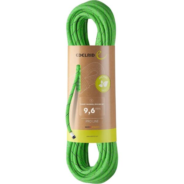 Edelrid Tommy Caldwell Eco Dry DuoTec Climbing Rope - 9.6mm Neon Green, 60m